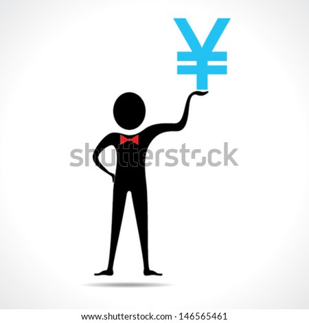 Man holding yen symbol vector