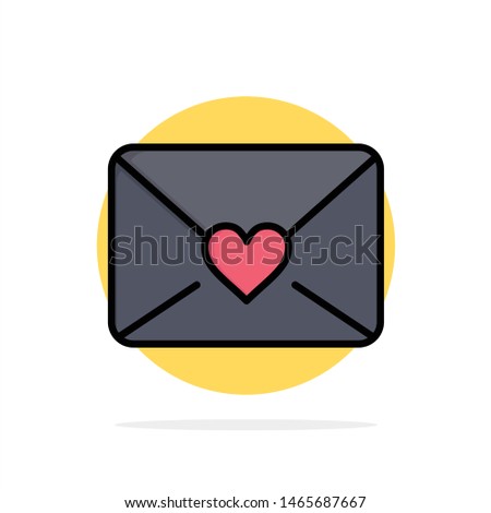 Mail, Love, Heart Abstract Circle Background Flat color Icon. Vector Icon Template background