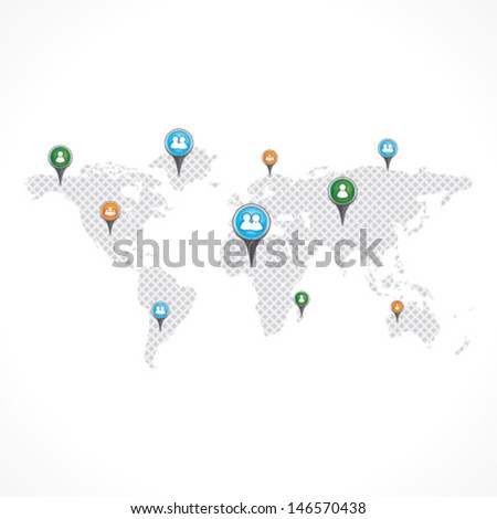 World Map with Pins stock vector