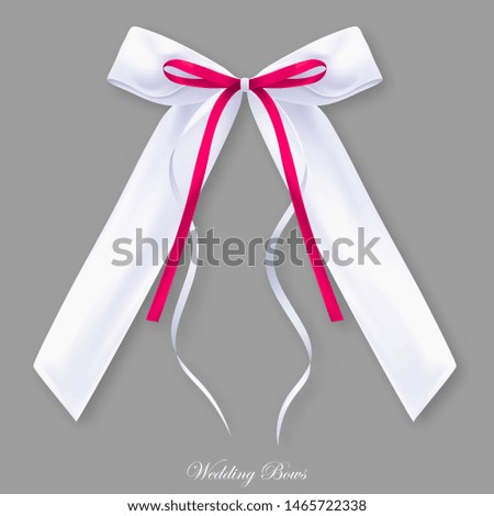 Wedding red white silk bow, isolated object