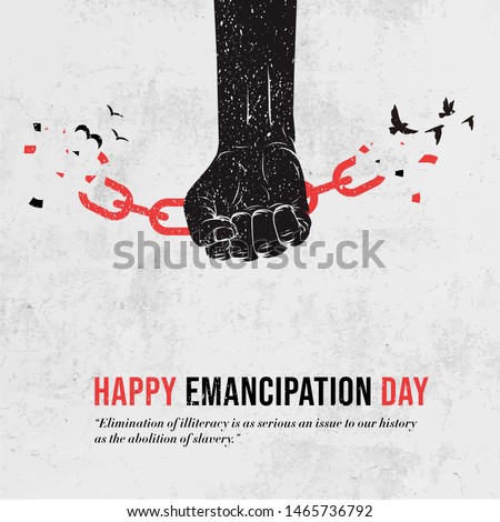 Emancipation Day, Human hand and broken chain with the bird symbols, Freedom Day, Vector illustration, Juneteenth Day, Liberation Day Royalty-Free Stock Photo #1465736792