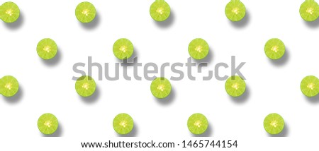 Lime placed together and isolated on a white background