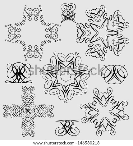 	Originally created vintage style vector ornament collection for design embellishment