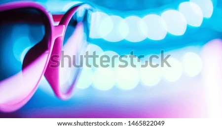 Banner of Isolated sunglasses with colorful reflections copy space