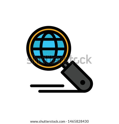 Globe, Internet, Search, Seo  Flat Color Icon. Vector icon banner Template. Vector Icon Template background