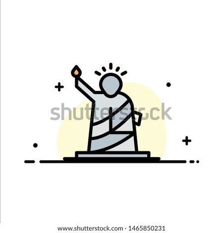 Landmarks, Liberty, Of, Statue, Usa  Business Flat Line Filled Icon Vector Banner Template. Vector Icon Template background