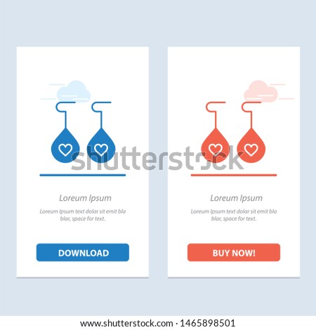 Earing, Love, Heart  Blue and Red Download and Buy Now web Widget Card Template. Vector Icon Template background