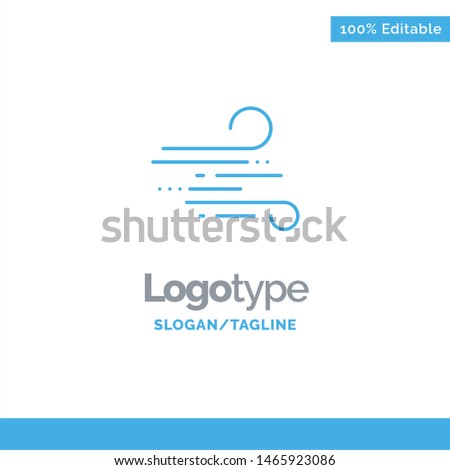 Blow, Weather, Wind, Spring Blue Solid Logo Template. Place for Tagline. Vector Icon Template background