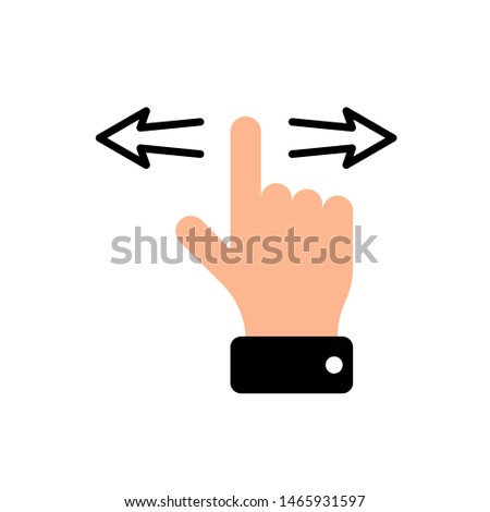 Vector touch screen gesture swipe left and right hand finger pictogram icon. Flat illustration on white background