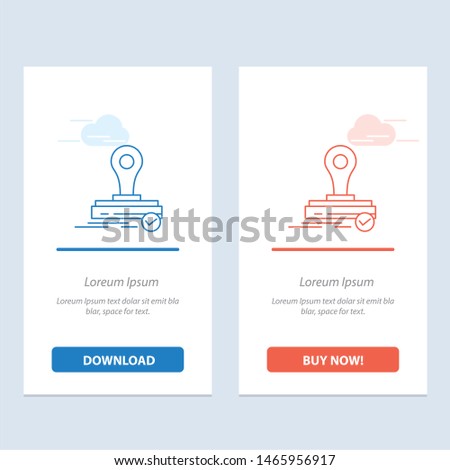 Stamp, Clone, Press, Logo  Blue and Red Download and Buy Now web Widget Card Template. Vector Icon Template background