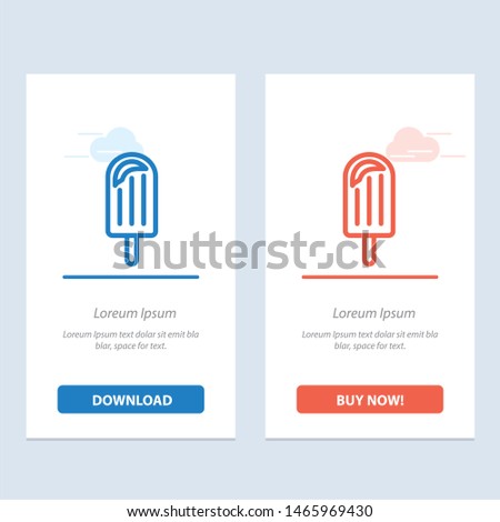 Beach, Cream, Dessert, Ice  Blue and Red Download and Buy Now web Widget Card Template. Vector Icon Template background