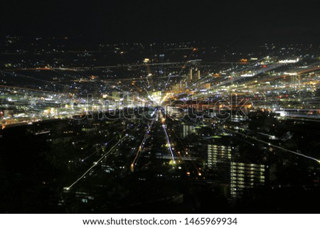 Space-like light trails produced by the night view of the city.