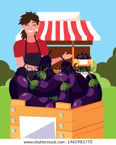 seller woman farm products stand