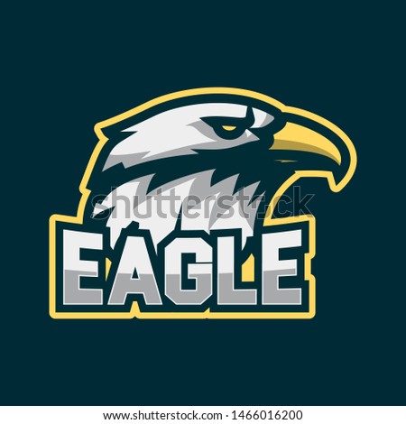 Eagle  esport gaming logo design. Eagle head logo emblem design with yellow outline