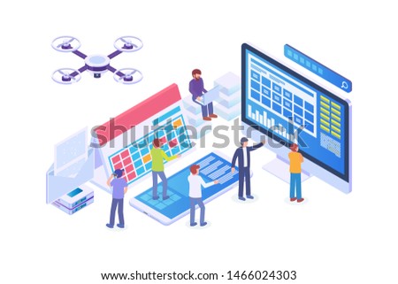 Modern Isometric Planning Schedule Illustration, Web Banners, Suitable for Diagrams, Infographics, Book Illustration, Game Asset, And Other Graphic Related Assets