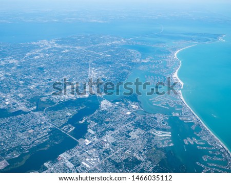 Aerial view of Tampa, st petersburg and clearwater in Florida, USA