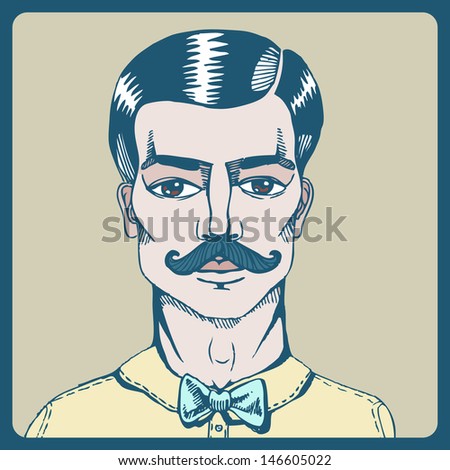 Portrait of a man whit a moustache. Vector illustration. Hipster style.