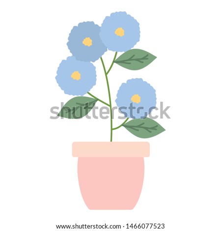 flowers garden and leafs in ceramic pot decoration