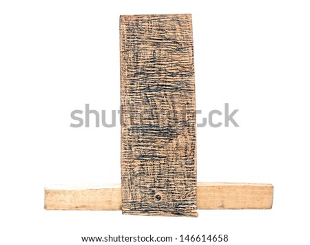 Old wooden board on the isolated white background