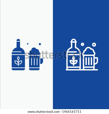 Beer, Bottle, Cup, Ireland Line and Glyph Solid icon Blue banner Line and Glyph Solid icon Blue banner. Vector Icon Template background