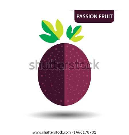 Passion fruit on white background. Flat design style. vector illustration.