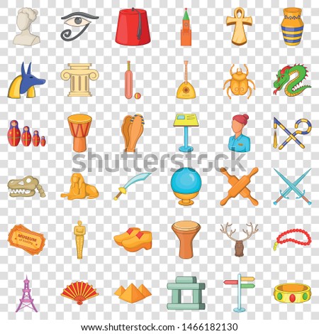 History museum icons set. Cartoon style of 36 history museum vector icons for web for any design