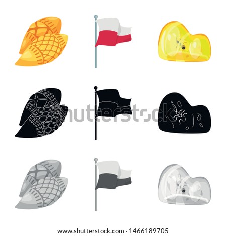 Vector illustration of traditional and tour symbol. Set of traditional and landmarks vector icon for stock.