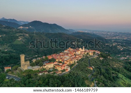 Aerial view of Castelnuovo Magra (La Spezia, Italy)
