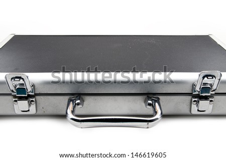  Black and silver metal poker suitcase