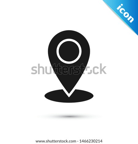 Black Map pin icon isolated on white background. Navigation, pointer, location, map, gps, direction, place, compass, contact, search concept.  Vector Illustration