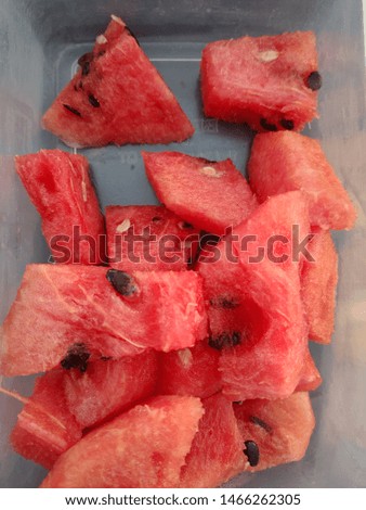 Red watermelon in a delicious cup Copy space background