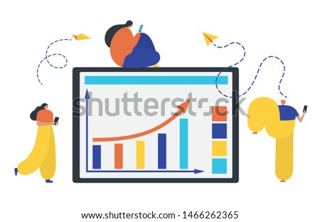Business people, concept of success, reaching a goal, analyzing data. Set of business people flat icons. Flat style modern vector illustration.