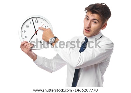 business man transfers time on an isolated background