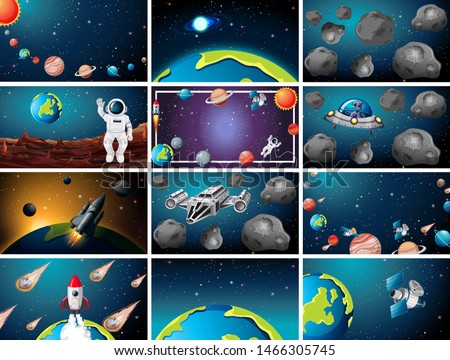 Huge space set scene illustration