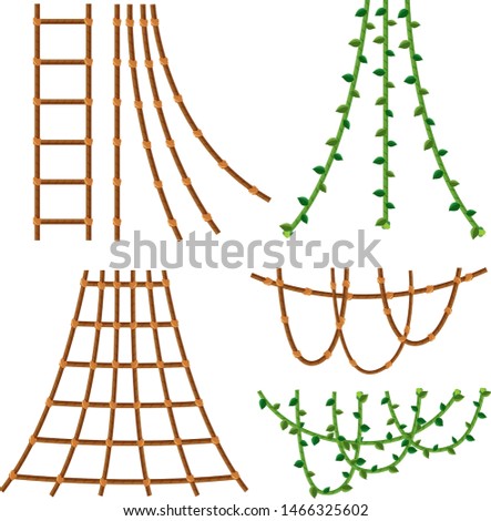 Assorted ropes and vines on white illustration