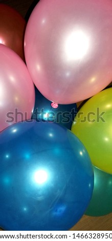 Photograh of colorful balloons of birthday party.