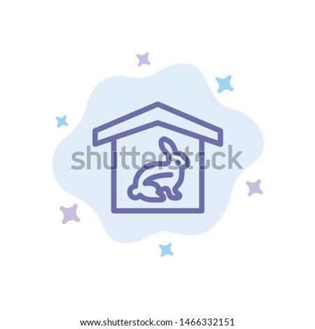 House, Rabbit, Easter, Nature Blue Icon on Abstract Cloud Background. Vector Icon Template background