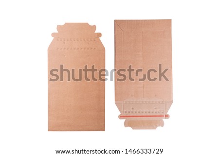 Brown cardboard envelope, mock up, set, isolated