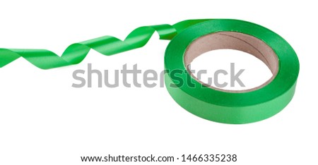 Green ribbon border isolated on white background close up