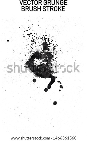 VECTOR Grunge Set Elements  Splashes, drops, spreading spots of black ink on white background with a translucent texture.