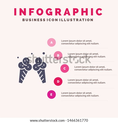 Ice cream, Ice, Cream, American Solid Icon Infographics 5 Steps Presentation Background. Vector Icon Template background