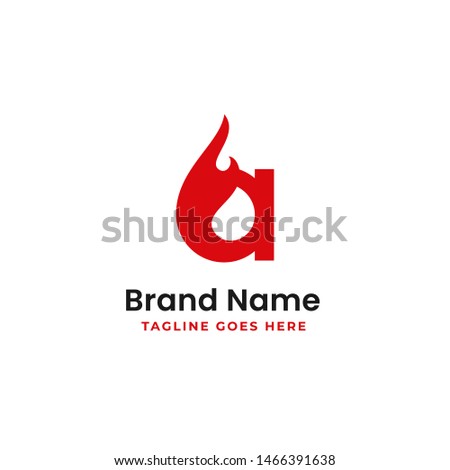 letter a burning logo design with fire vector illustration