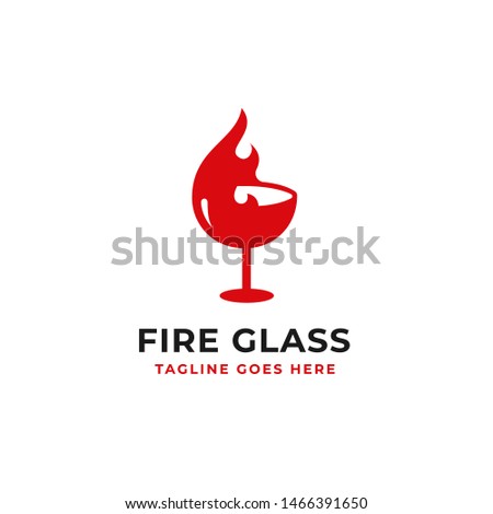 hot wine logo design fire and glass vector design