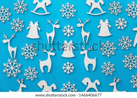 Different Christmas decor on color background