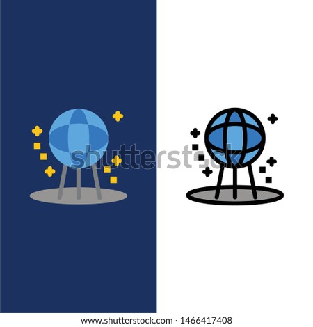 Astronomy, Earth, Space, World  Icons. Flat and Line Filled Icon Set Vector Blue Background. Vector Icon Template background