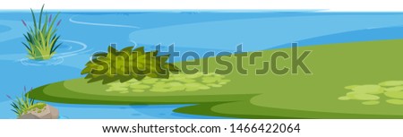 Landscape background with water and grass illustration