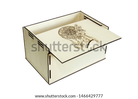 Wooden box on a white background. Handmade box