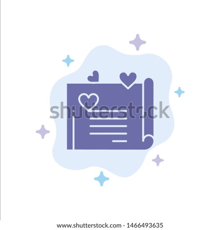 Love Letter, Wedding Card, Couple Proposal, Love Blue Icon on Abstract Cloud Background. Vector Icon Template background