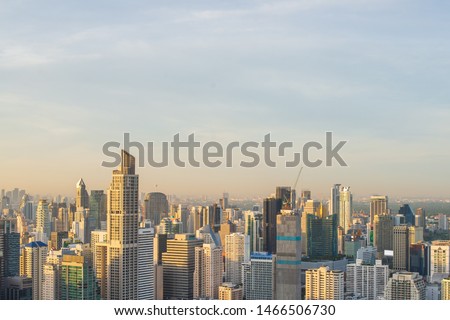 Beautiful pictures in the high angle of central of Bangkok, Thailand. in the morning with beautiful sunrise and clear sky.