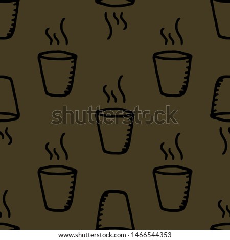Hand Drawn seamless pattern cup doodle. Sketch style icon. Decoration element. Isolated on white background. Flat design. Vector illustration.